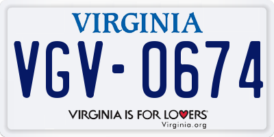 VA license plate VGV0674