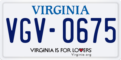 VA license plate VGV0675