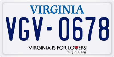 VA license plate VGV0678