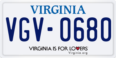 VA license plate VGV0680