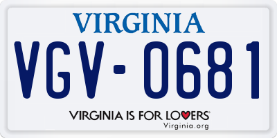VA license plate VGV0681