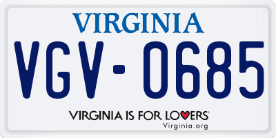 VA license plate VGV0685