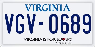 VA license plate VGV0689