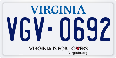 VA license plate VGV0692