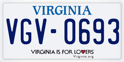 VA license plate VGV0693