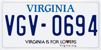 VA license plate VGV0694