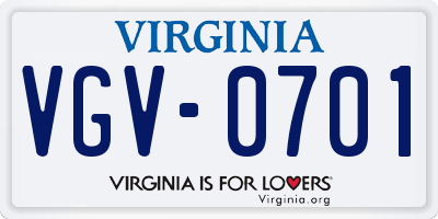 VA license plate VGV0701
