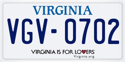 VA license plate VGV0702
