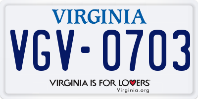 VA license plate VGV0703
