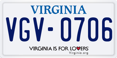 VA license plate VGV0706