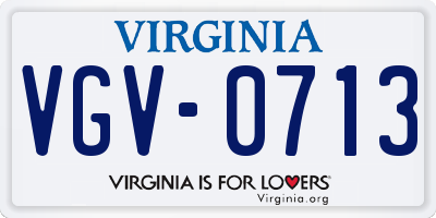 VA license plate VGV0713