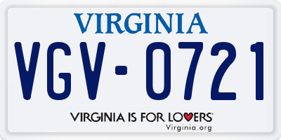 VA license plate VGV0721