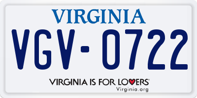VA license plate VGV0722