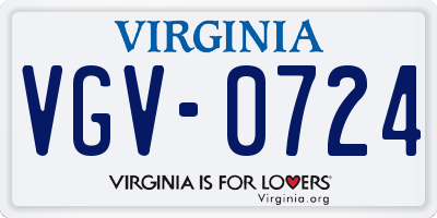 VA license plate VGV0724