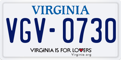 VA license plate VGV0730