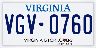 VA license plate VGV0760