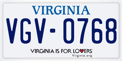 VA license plate VGV0768
