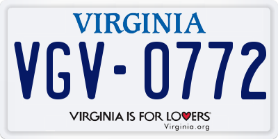 VA license plate VGV0772