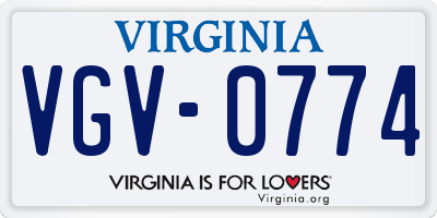 VA license plate VGV0774