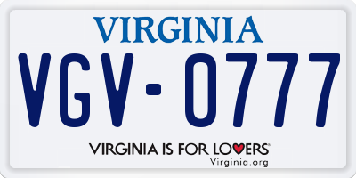VA license plate VGV0777