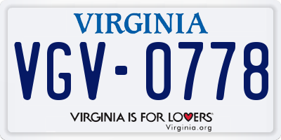 VA license plate VGV0778