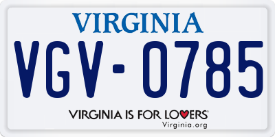 VA license plate VGV0785