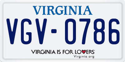 VA license plate VGV0786