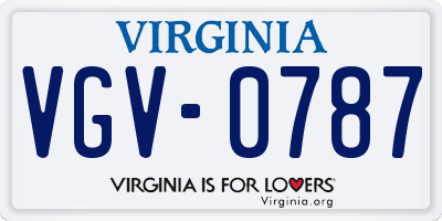 VA license plate VGV0787