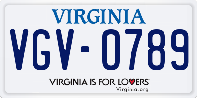 VA license plate VGV0789