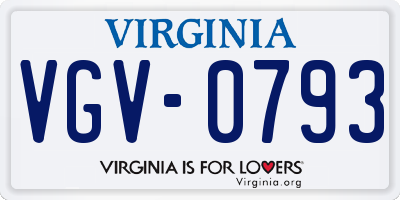 VA license plate VGV0793