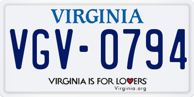 VA license plate VGV0794