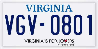 VA license plate VGV0801