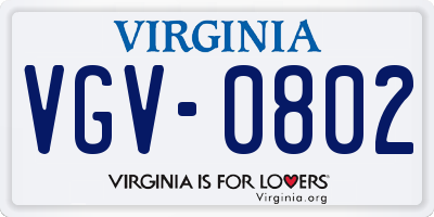 VA license plate VGV0802