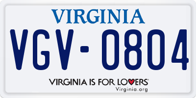 VA license plate VGV0804