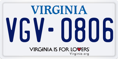 VA license plate VGV0806
