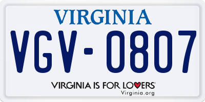 VA license plate VGV0807