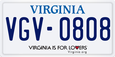VA license plate VGV0808