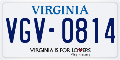 VA license plate VGV0814