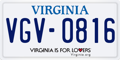 VA license plate VGV0816