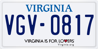 VA license plate VGV0817