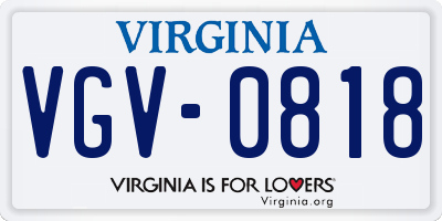 VA license plate VGV0818