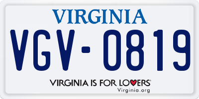VA license plate VGV0819