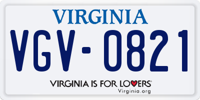 VA license plate VGV0821