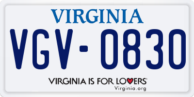 VA license plate VGV0830