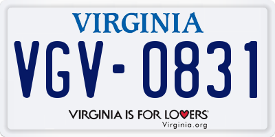 VA license plate VGV0831