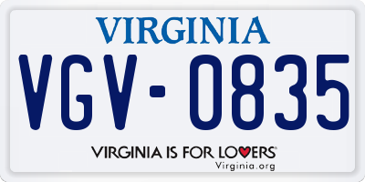 VA license plate VGV0835
