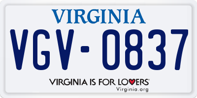VA license plate VGV0837