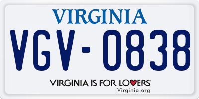 VA license plate VGV0838