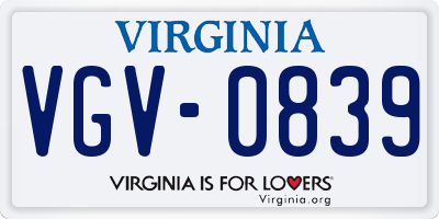 VA license plate VGV0839