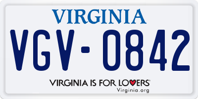 VA license plate VGV0842